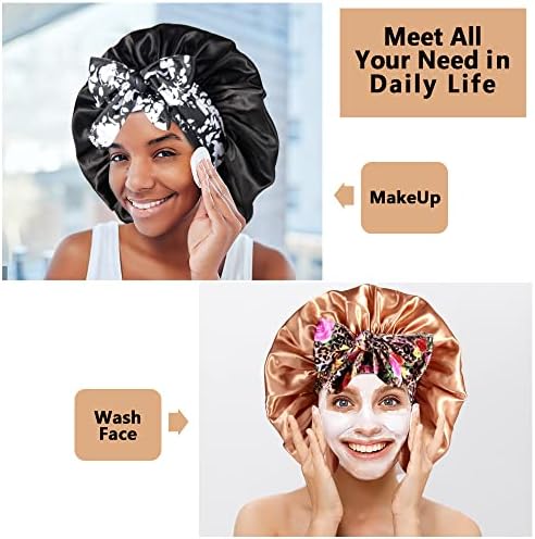 2pcs Large Silky Bonnets with tie Band Braid Bonnet, Satin Bonnet for Sleeping Curly Hair, D - Image 5