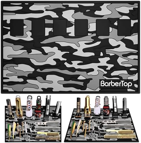 6 Magnetic Barber Mat, 12.5 x 19 Anti-Slip Barbershop Station Mats for Clippers, Salon Organizer Table Pad, Hairstylist Scissors Pad for Desktop Organization, Prevents Scratches (Gray) by WelcometoBarberTop