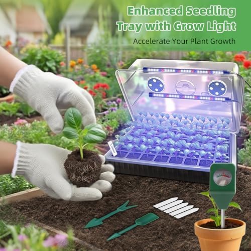 Indoor Seed Starting Kit with 60-Cell Self-Watering Tray, LED Grow Light, Timer, Humidity Dome, pH Meter for Plant Germination, Vegetables, Herbs, Flowers - Image 2
