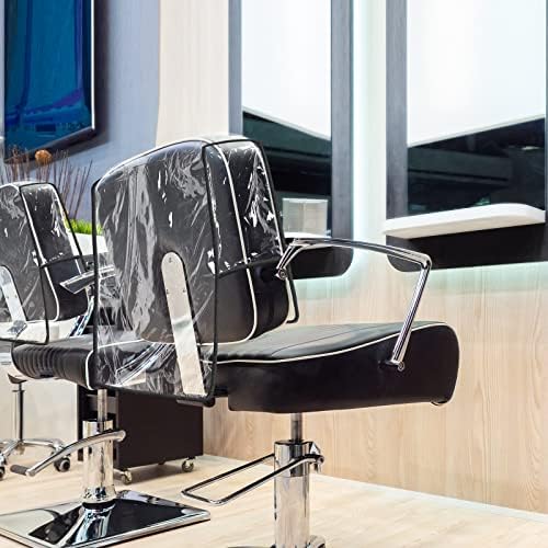 Hoolerry 4 Pcs Salon Chair Cover, Clear Square Chair Protectors, Black Edge - Image 4