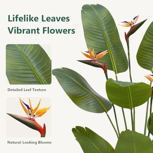 Artificial Bird of Paradise Flowers,5FT Fake Banana Tree for Home&Office - Image 3