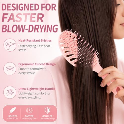 Vented Detangling Brushes for Wet & Dry,Curly Straight Thick Hair - Image 7