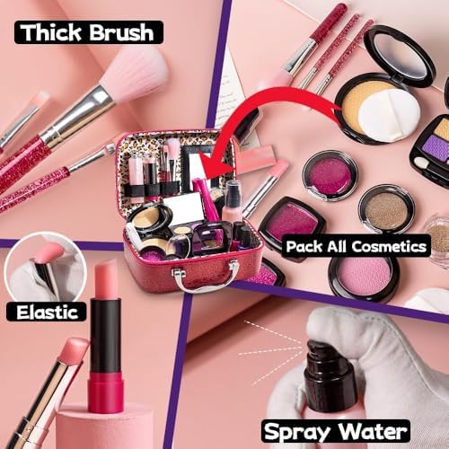 Pretend Play Fake Makeup Set for Kids Toddlers 3-8, Birthday Gift for Girls - Image 2