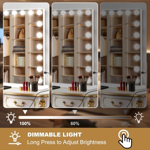 Moonee Vanity Mirror with Lights, Hollywood Lighted Makeup Mirror with 23 Dimmable Bulbs and 10X Magnification, 3 Colors Modes, Light Up Mirror, Gifts for Women, Girls,Dorm Room Essentials（44" x 30"） - Image 4