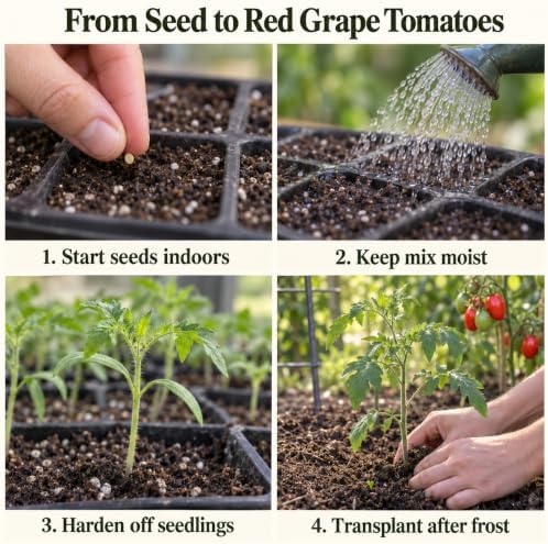 ZEshops 200 Red Grape Tomato Seeds for Planting, Vegetable Garden - Image 4