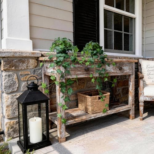Fake English Ivy Artificial Plants - 33" Set of 2 Realistic Artificial Silk Ivy Vines with Pots, Faux Plants Indoor Home Decor, Low Maintenance Hanging Plant Decoration - Image 2