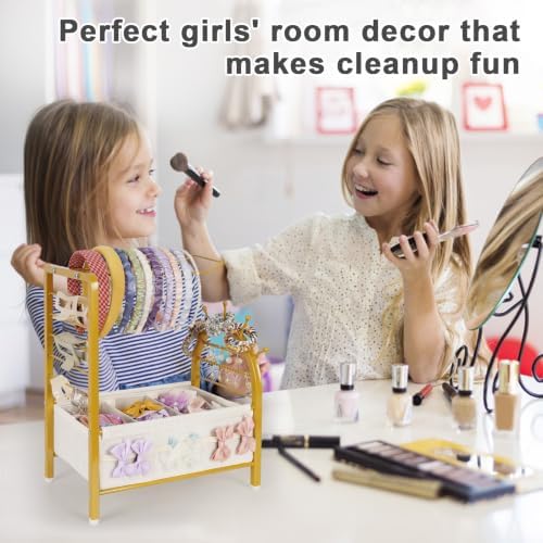 Headband Holder Organizer, Hair Tie Holder Rack for Girls and Women Gold - Image 6