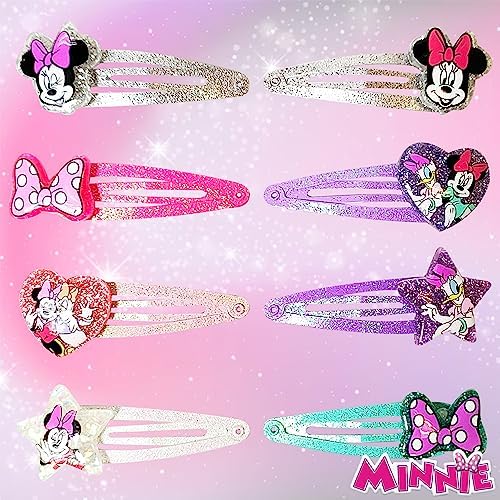 Disney Minnie Kids Hair Clips for Girls Snap Clips 8 Pack Multi Color Ages 3+ - Image 2
