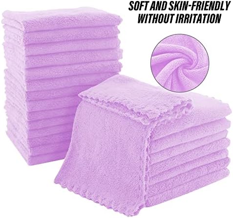 MOONQUEEN Ultra Soft Premium Washcloths Set - 12 x 12 inches - 72 Pack - Quick Drying - Highly Absorbent Coral Velvet Bathroom Wash Clothes (Purple) - Image 4