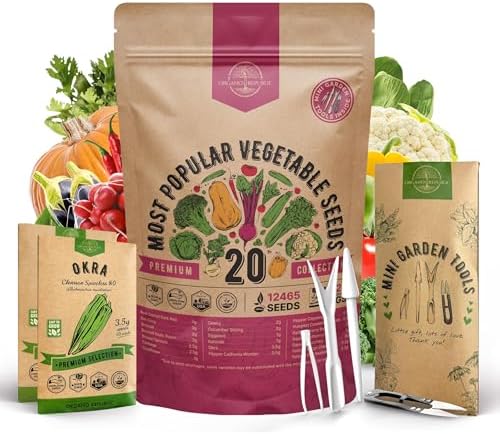 20 Vegetable Seeds Variety Pack - 12,465+ Non-GMO Heirloom Seeds for Planting Vegetables and Fruits in Individual Seed Packets, Home Garden Seed for Hydroponic, Indoor and Outdoors Gardening by OrganoRepublic