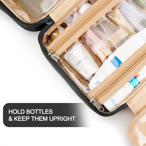 COOSKY Travel Hanging Toiletry Bag for Women, with Jewelry Organizer Compartment, Medium Waterproof Hanging Makeup Accessories, Cosmetic Essentials, Toiletries Dopp Kit Set with Trolley Belt, Black - Image 7