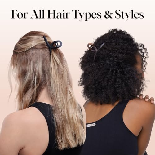 Kitsch Large Loop Hair Clips for Women - Tortoise & Black, 2 Pcs - Image 5