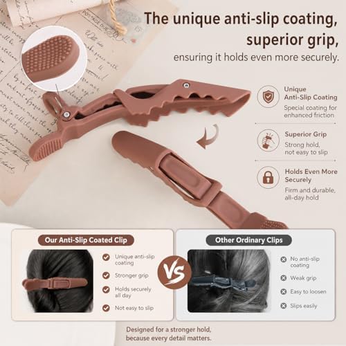 HH&LL Matte Hair Clips with Unique Anti-Slip Coating, Professional Non-Slip Alligator Hair Sectioning Clips, 10 Count for Styling, Secure Hold for Thick, Thin, Curly & Wet Hair - Image 4