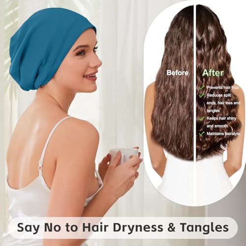 ZHENSILK Silk Bonnet for Sleeping Women, Adjustable Silky Satin Lined Sleep Cap, Silk Hair Wrap Slouch Beanie Hat - Image 5