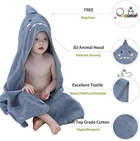 MICHLEY Unisex Baby Animal Hooded Bath Towel Soft Cotton Beach Swimming Bathrobe for 0-6T, Grey - Image 5