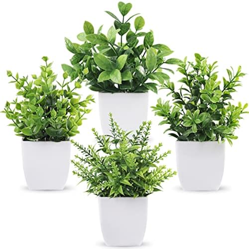 Der Rose 4 Pack Fake Plants, Greenery Potted Plants for Home Decor Indoor by DerRose