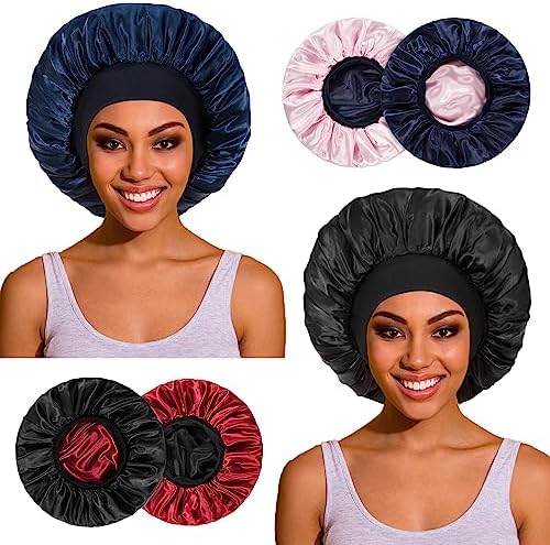 2pcs Satin Silk Hair Bonnet for Sleeping, Sleep Bonnets for Women by PHILIGHTS