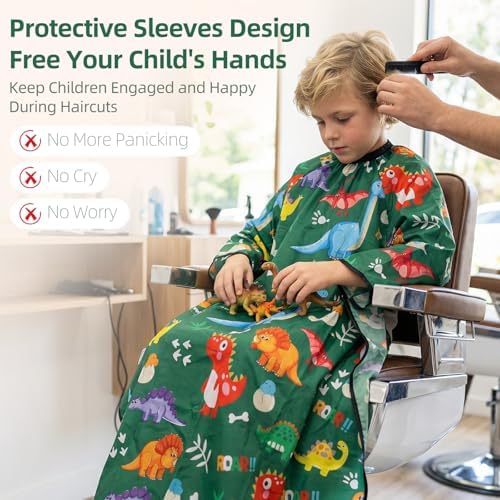3 Pack Kids Hair Cutting Cape with Sleeves, Kids Barber Cape Haircut Cape for Boy Girls - Image 2