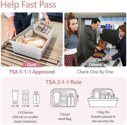 PACKISM TSA Approved Toiletry Bag - Clear Makeup Bag Travel, 4 Medium Beige - Image 2