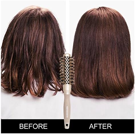 BANGMENG Round Brush with Boar Bristles, 1 inch Barrel, Nano Thermal Ceramic Ionic Tech for Straightening and Blow Drying, Gold - Image 6