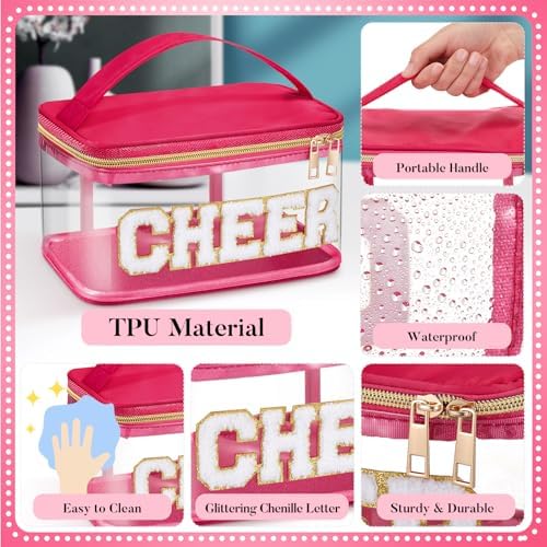 Geetery Medicine Pill Bag Clear Cosmetic Makeup Bag with Zipper Hot Pink - Image 4