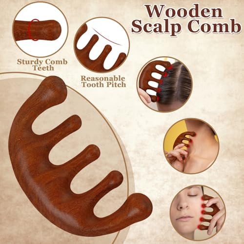 ProSuites 3 Pack Scalp Massager Hair Growth,Wooden Gua Sha Head Massage Tool for Hair Growth, Soothing and Relaxing - Image 3