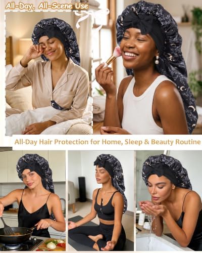 AWAYTR Long Satin Bonnet for Braids - Double Layer Hair Bonnet for Sleeping - Image 5