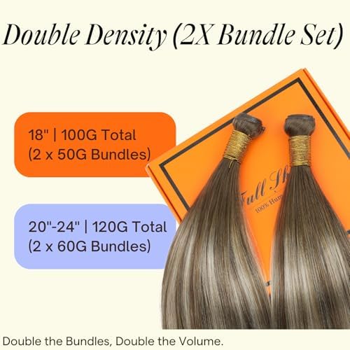 Full Shine Genius Weft Extensions Sew In Human Hair Add Volume 22 Inch 120g - Image 2