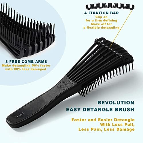 BRUSHZOO Hair Brush Set, Detangler Brush for Women Men Kid Detangling Styling Massaging, Curly Hair Brush for 3/4abc Wet Dry Hair (Black) - Image 6