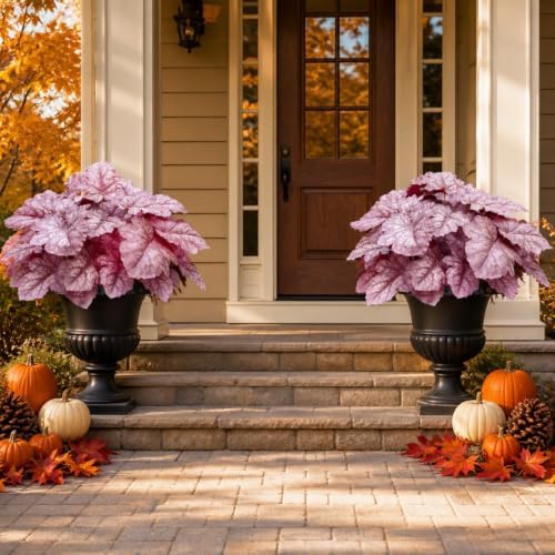 Fall Artificial Foliage Plants Faux Coral Bells Greenery for Outdoor Porch - Image 2