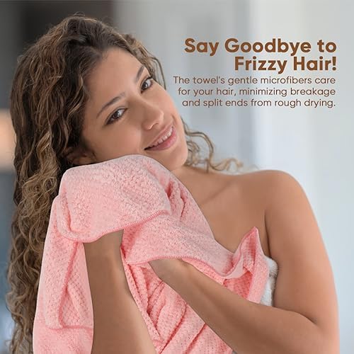 HOMEXCEL 5PK Microfiber Hair Towels, 40x20 in, Fast Drying for Long Hairs - Image 3