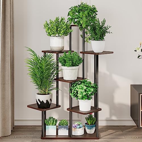 AZERPIAN 7 Tier Tall Plant Stand Indoor Corner Tiered Shelf Metal MDF Board - Image 3