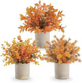 Der Rose 3 Pack Fake Plants Warm Orange Faux Plants for Fall Table Decor by DerRose