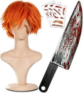 Chucky Wig Scar Tattoos 16 Inch Large Halloween Fake Knife Prop with Fake Blood for Chucky Costume Plastic Halloween Prop Knife for Costume Accessories Horror Cosplay by Unknown