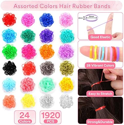 Evatage 2400 Pcs Mini Hair Elastics with Hair Styling Tools Kit - Image 4