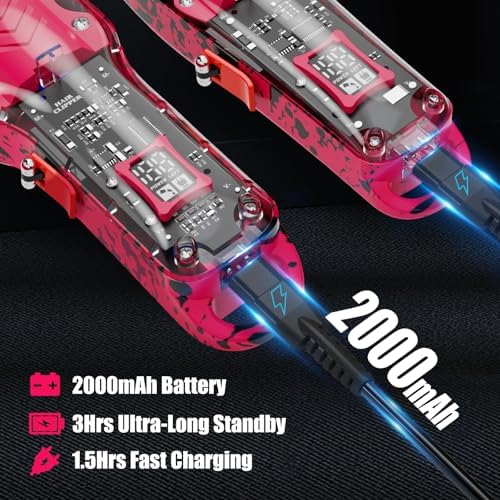 Professional Hair Clippers for Woman, Cordless Barber kit for Hair Cutting & Grooming, Hair Clippers and Trimmer Set for Barber Haircut with LED Display, 8 Fade Taper Combs(Pink Set) - Image 5