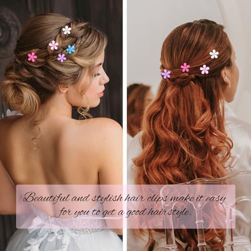 YISSION Colorful Rhinestone Hair Accessories - Mini Flower Hair Clips, Pins & Barrettes for Wedding, Bridal, Girls & Women - Image 2
