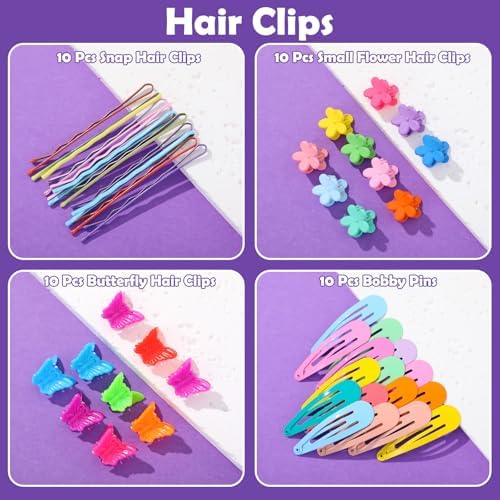 Auroray Hair Accessories for Girls, 2194 Pcs Colorful Elastic Hair Ties Set with Rubber Bands Butterfly Hair Clips Bobby Pins Hair Styling Tools Hair Tie Cutter Hair Stuff for Toddler, Baby, Kids - Image 4