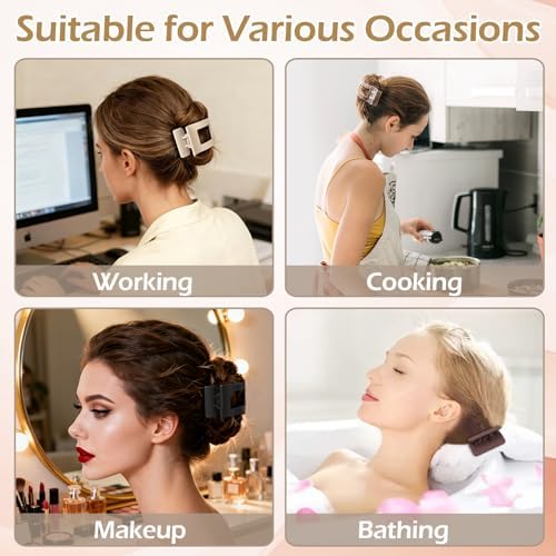 French Flat Hair Clips for Women 6pcs Hair Claw Clips for Thick or Thin Hair Matte Claw Clips for Girls Barrettes Non-Slip Strong Hold Hair Accessories for Women (Transparent) - Image 7