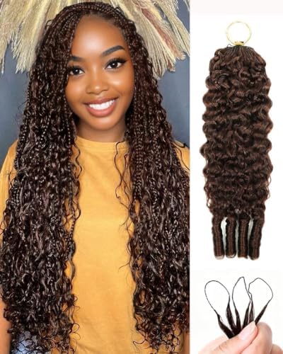 4# Chocolate Brown 20 Inch Human Crochet Hair for Black Women, Feather Crochet Extensions 55g 40 Strands, Resusable Miracle Look Hair Bundles, Soft Lightweight Small Knots Burmese Curly by VDZ100HumanHair