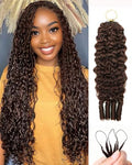 4# Chocolate Brown 14 Inch Human Crochet Hair for Black Women, Feather Crochet Extensions 55g 40 Strands, Resusable Miracle Look Hair Bundles, Soft Lightweight Small Knots Burmese Curly by VDZ100HumanHair