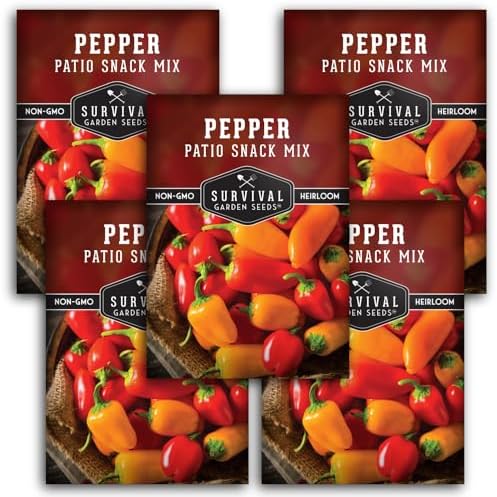 Patio Snack Mix Mini Sweet Pepper Seeds for Planting (5 Pack) by SurvivalGardenSeeds