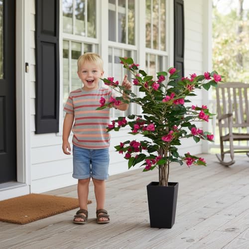 Aveyas 3ft Artificial Bougainvillea Tree with Flowers, 3 ft Faux Floor Plant Fake Silk Blooming Trees with Pot for Indoor Outdoor Home Decor,House Living Room Office (3 Feet Tall Including Raised Pot) - Image 4