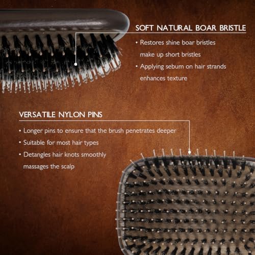 Boar Bristle Hair Brush Set, Soft Bristle Detangler for Enhancing Shine - Image 2