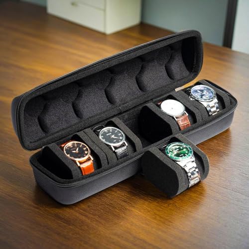 5 slots Watch Travel Case, Watch Case Storage box Organizer for Men and Women, with anti-move soft watch pillow - Image 5