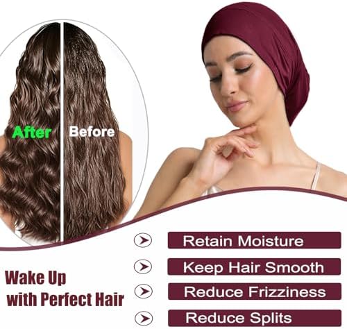 Satin Bonnets for Sleeping Adjustable Silk Lined Bonnet Sleep Cap Hair Wrap - Image 4