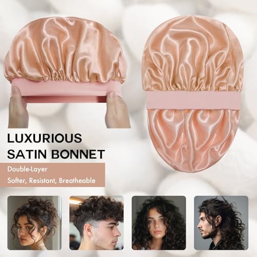 Satin Silk Bonnet for Hair, Double Layer Sleep Cap for Men & Women - Image 2