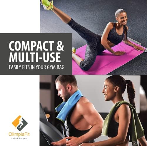 OlimpiaFit Quick Dry Towel - 3 Size Pack of Lightweight Microfiber Travel Towels w/Bag - Fast Drying Towel Set for Camping, Beach, Gym, Backpacking, Sports, Yoga & Swim Use - Image 7