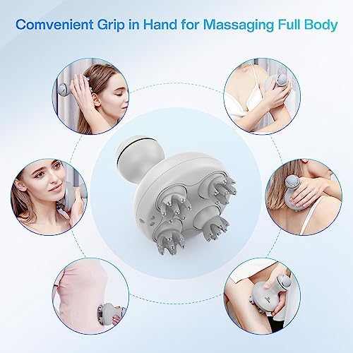 COMFIER Electric Scalp Head Massager with 4 Soft Silicone Massage Heads, Portable Hair Massager for Hair Growth, Relieve Stress, Head Scratcher for Deep Relaxation, Dog Cat Massager, Gray - Image 4
