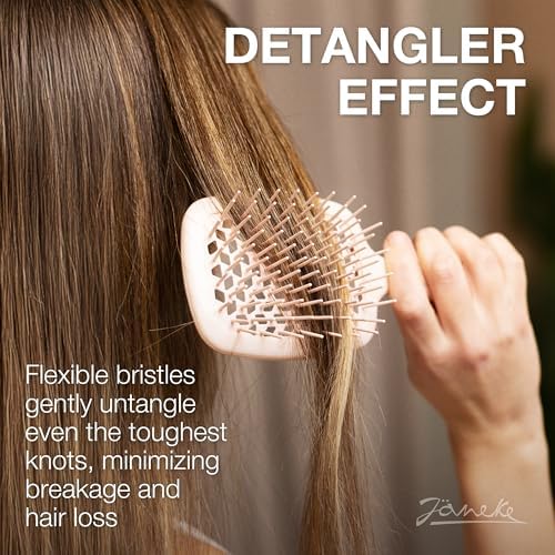 Janeke Superbrush Detangling Brush for Soft Smoothing Hair Brushing with Anti-Static Bristles - Vented Wet Hair Brush for Blow Drying Use - Perfect for Curly, Thick, Wavy, Fine Hair Types (Soft Pink) - Image 6